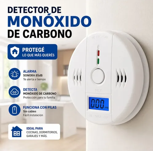 [505536 381700] Detector de Monoxido de Carbono Digital a Pila (AA no incluidas)