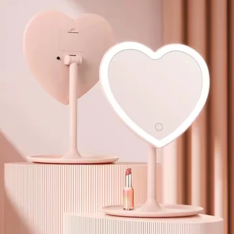 [0714604239611] Espejo Led Corazon con Base 3 modos a Pila (3 AAA no icluidas)