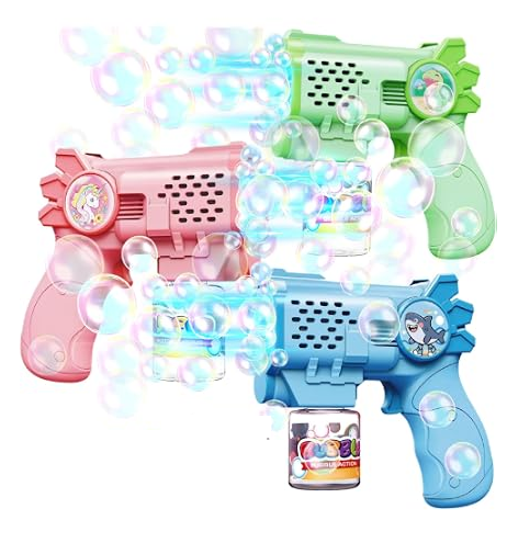 [0727373374636] Pistola de Multiburbujas Burbujero con Luces Animadas a Pilas (4 AA no inlcuidas)