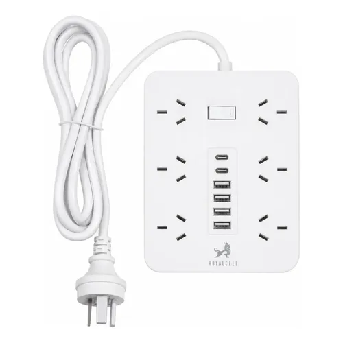 [LEC101] Zapatilla Toma Corriente Royalcell 6 puertos + 4 Usb + 2 PD 2m