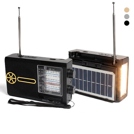[6290132583555] Radio KTF-1480 BT FM AM Usb Sd Aux 8 Bandas Panel Solar Linterna Recargable Retro Vintage (16x10cm)