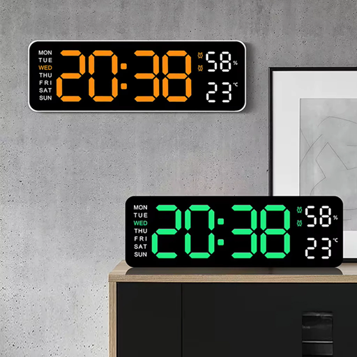 [6942564455039] Reloj Digital 5V con Calendario y Temperatura 9" (23x7,5cm)