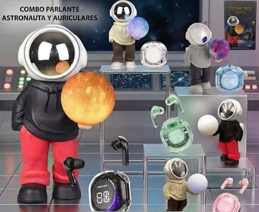 [0723540564930] Kit Parlante BT Fm Usb Micro Sd Astronauta (24cm) + Auricular BT B-21013