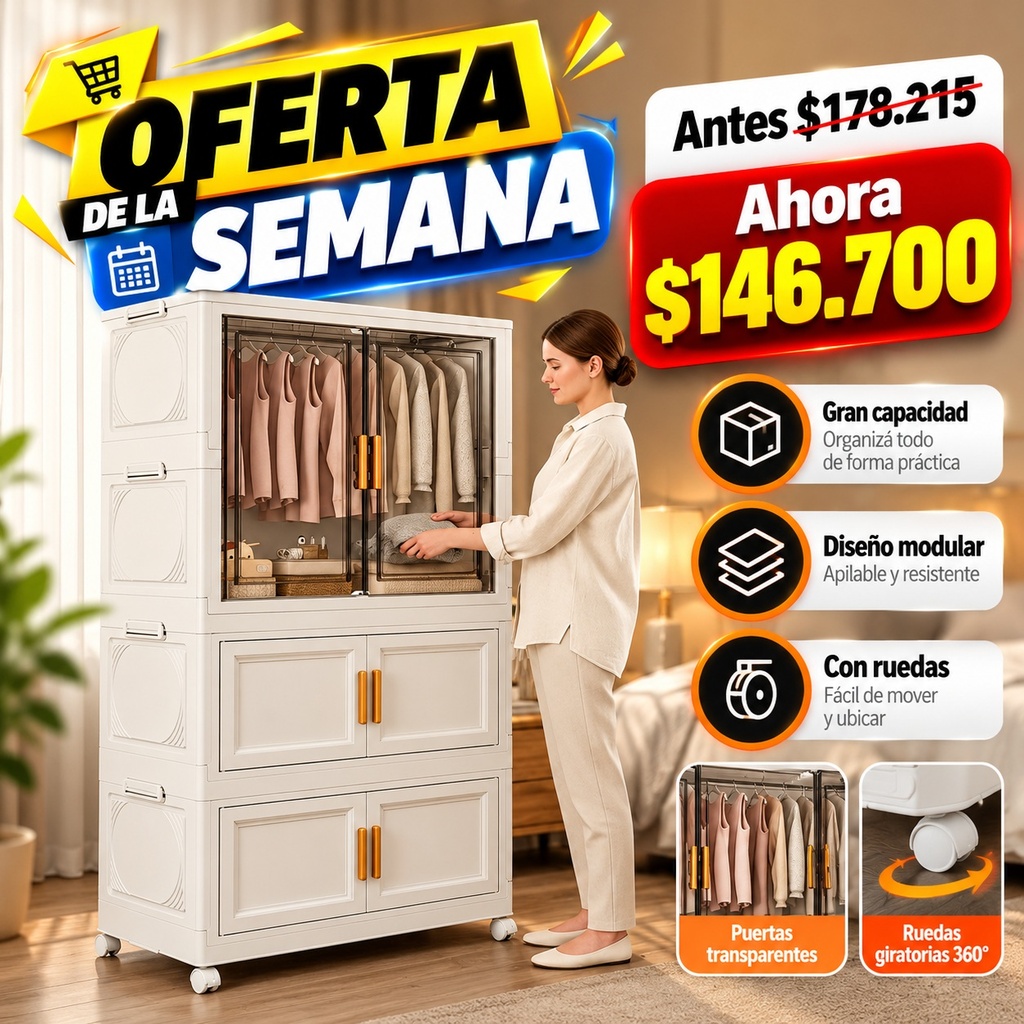 [6902563507887] Placard Organizador Plegable con Ruedas