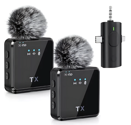 [505659] Microfono Corbatero Doble Tipo C Ligthning F11-2
