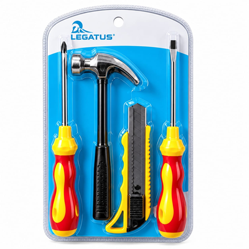 [7796350521045] Kit de Herramientas Destornilador x2 + Martillo + Cutter 4pcs S-805