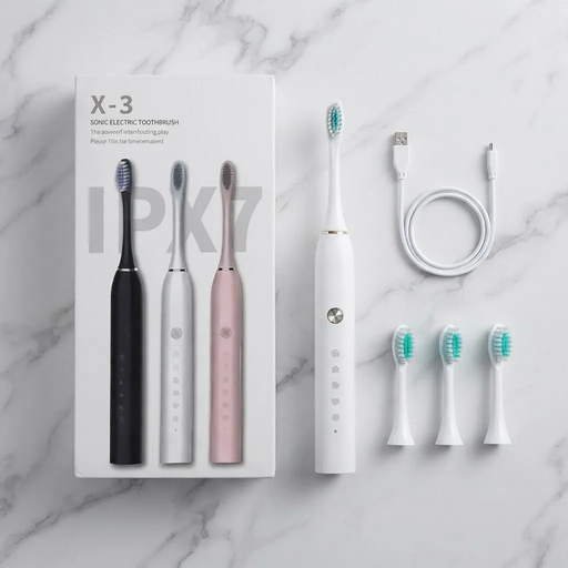 [6978845607866 CM786] Cepillo de Dientes Electrico Recargable con 4 cabezales X-3