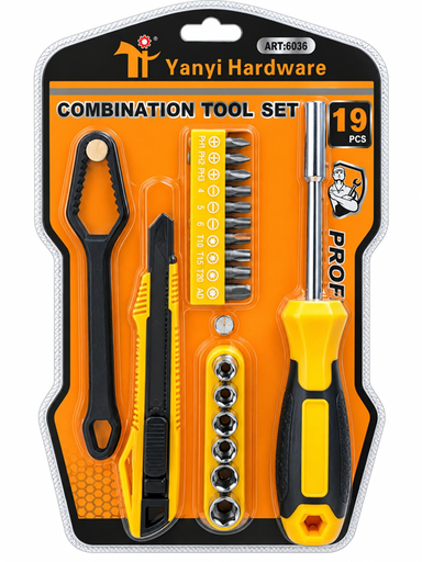 [7769528980029] Kit Llave Universal con Puntas Destornilladores y Tubos 19pcs