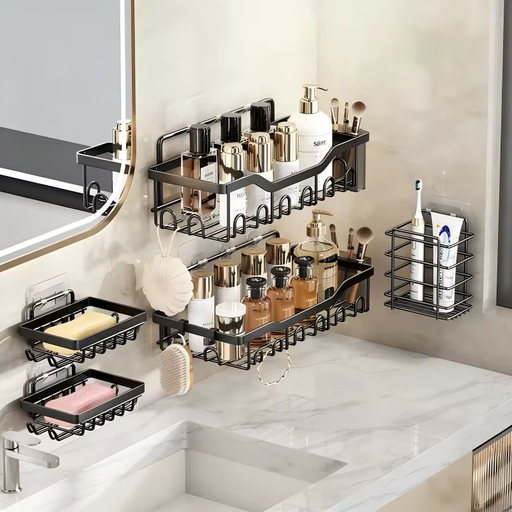 [7173114546504] Set de Estantes Adhesivo Organizador de Baño / Cocina 5pcs