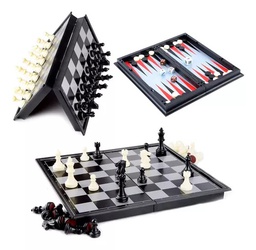 [6901414980046] Juego de Mesa 3 en 1 Ajedrez - Dama - Backgammon 30cm imantado