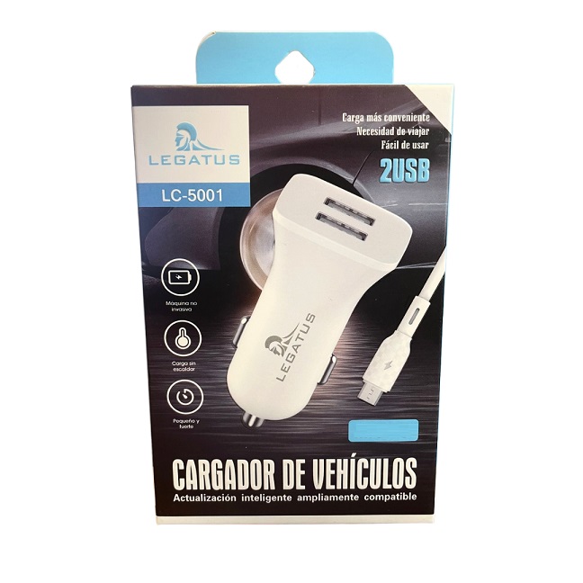 [7796350508626] Cargador 12V Lightning 2 Usb 2.4A LC-5001
