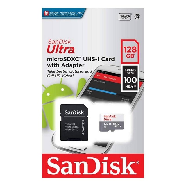 [619659185510 619659185107] Micro SD Sandisk Ultra 128gb 100Mb/s
