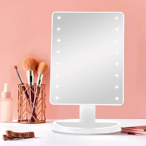 [503343 ESP-4206] Espejo Led con Base a Pila 16 led (Ideal Makeup)