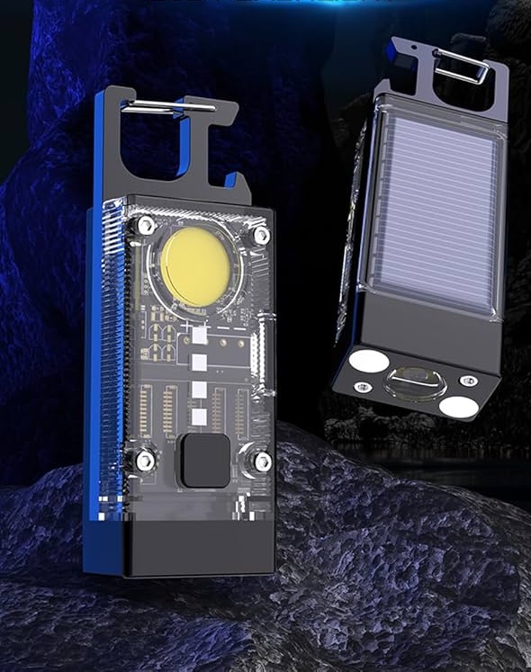 [6290132586730] Mini Linterna Led + Cob Recargable Solar Llavero S030-5