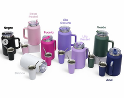 [504444] Botellon Termico con doble pico 1900ml + Vaso 140ml (Fucsia)