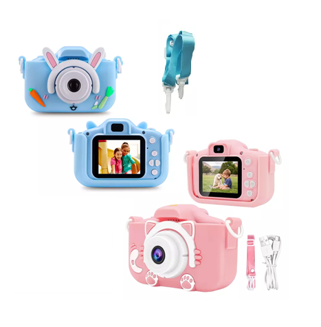 [504464 CAM-121007] Camara de Fotos para Niños Recargable Micro SD con Funda