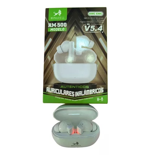 [7796350516492] Auricular Bluetooth 5.4 Doble RM-500 con Base Cargadora