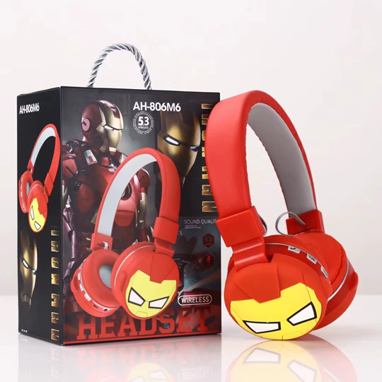 [6900245280400] Auricular Vincha Bluetooth Micro Sd Personajes 806-40 Ironman