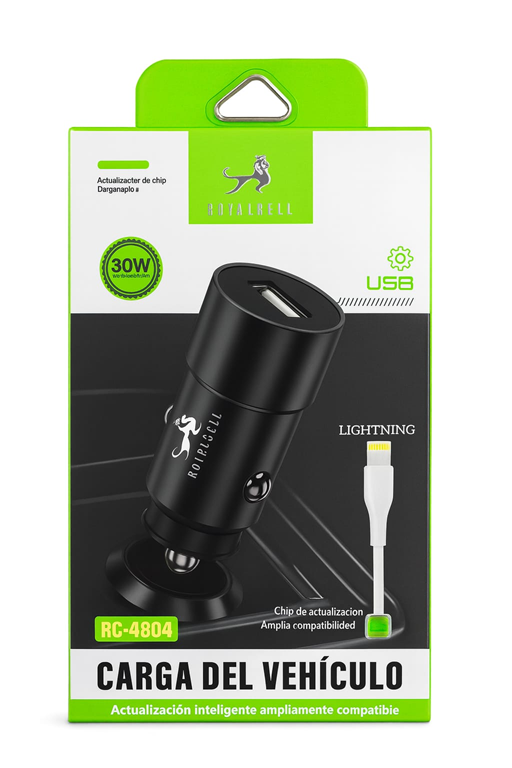 [7796350519837] Cargador 12V Lightning Usb 30W RC-4804