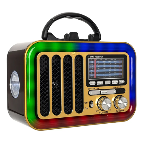 [8878919322290] Radio YS-229BT Bt FM AM Usb Sd Recargable Linterna Vintage